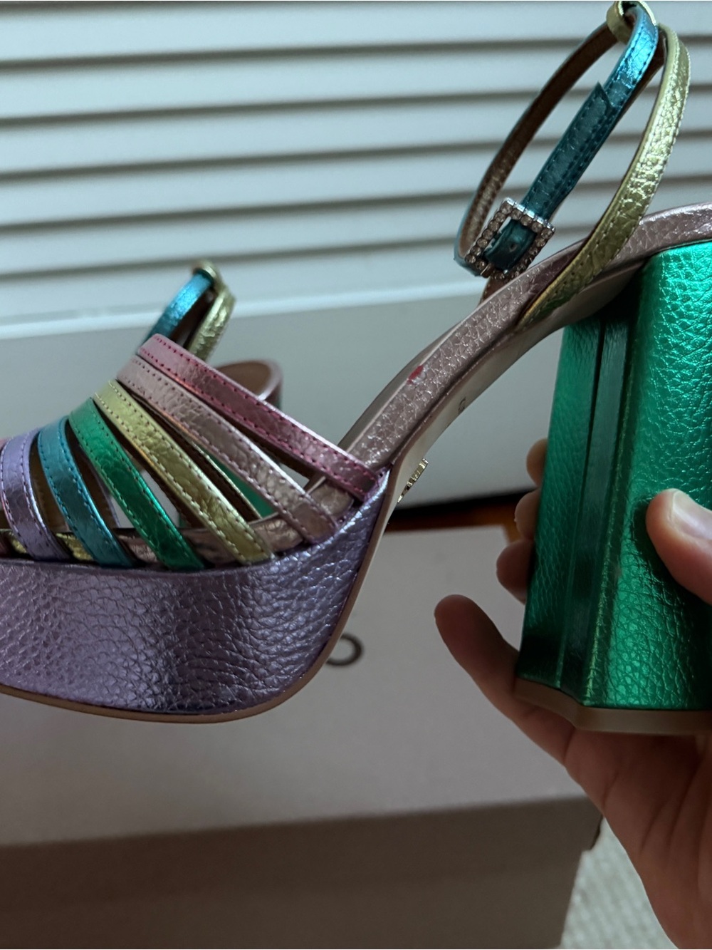 Kurt Geiger “Pierra” metallic pastel platform sandals - Picture 10 of 13